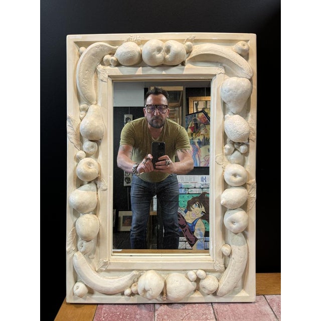 Stucco Mirror with Fruit Decoration, 1970s, in Very Good conditions. Designed 1970 to 1979