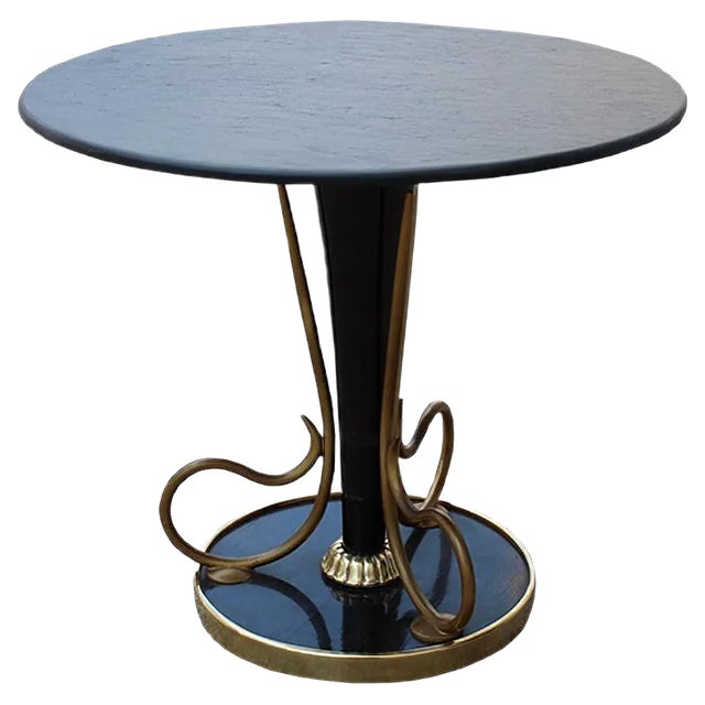 Mid-Century Italian Mahogany and Brass Coffee Table, 1950s For Sale