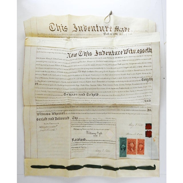 1867 Philadelphia Deed on Vellum & Hand Written Chairish