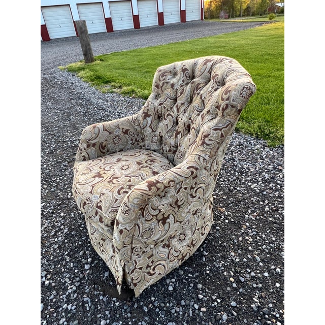 Schnadig Paisley Tufted Lounge Chairs - a Pair For Sale - Image 4 of 12