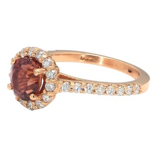Bochic Vintage Red Sapphire & Diamond Cluster Ring Set In 18K Yellow Gold For Sale