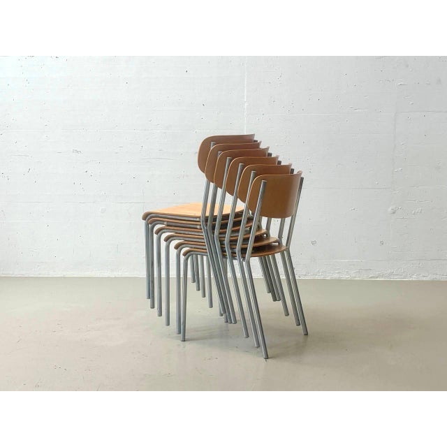 Vintage Stacking Chair in Plywood and Tubular Steel, 1970s For Sale - Image 10 of 18