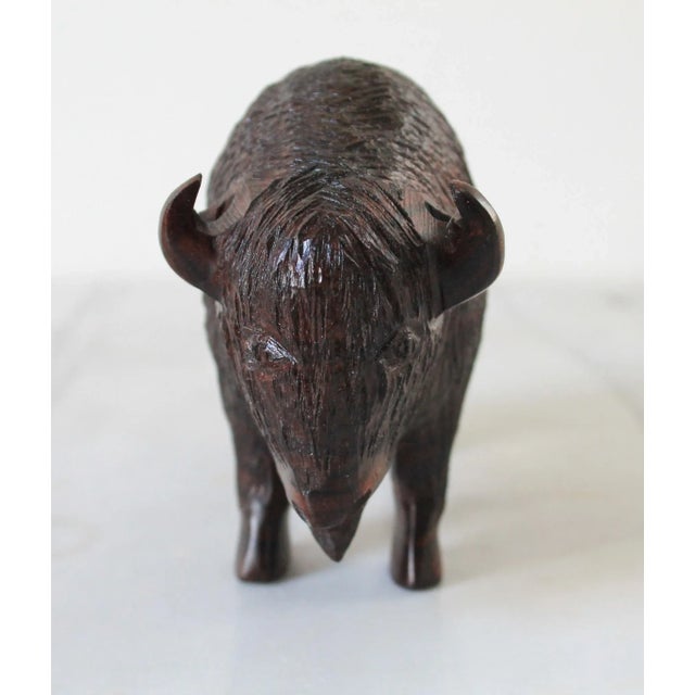 Figurative Vintage Hand Carved Iron Wood American Buffalo / Bison Sculpture For Sale - Image 3 of 9