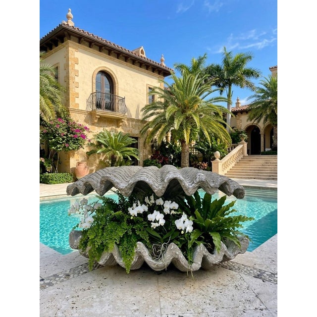 Monumental Resin Giant Clam Shell Garden Statue & Planter Accent For Sale - Image 11 of 12