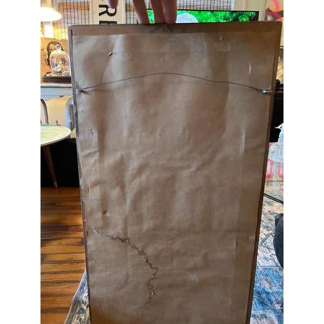 1950s Untitled Vintage Framed Signed Painting of Pink Magnolia and Blue Bird For Sale - Image 9 of 10