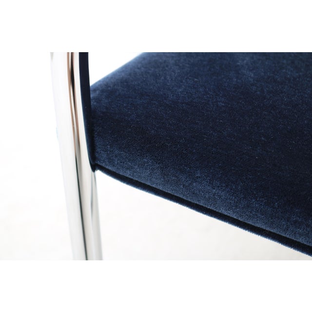 Ludwig Mies Van Der Rohe Brno Tubular Chair in Navy Blue Velvet Fabric by Gordon For Sale - Image 13 of 14