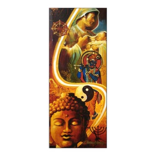 Malcolm Farley "GIlden Chord Ii" Hand Signed Mother&child Stretched Canvas For Sale