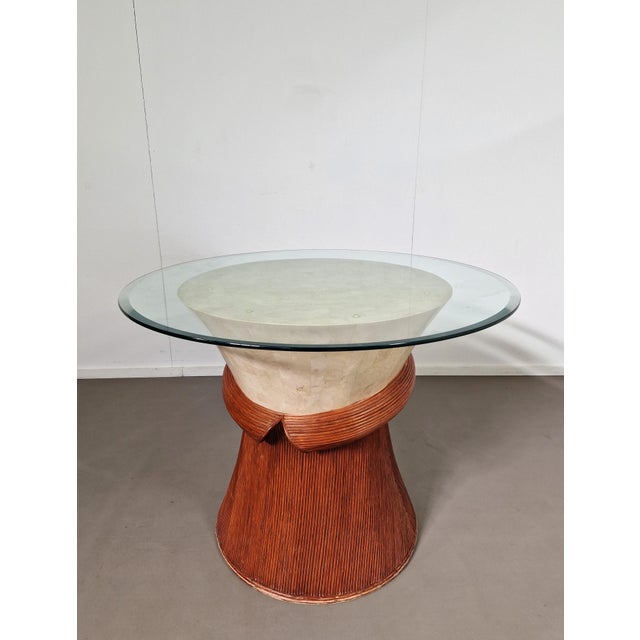 Beige Vintage Dining Table in Stone and Pencil Reed, 1970s For Sale - Image 8 of 11