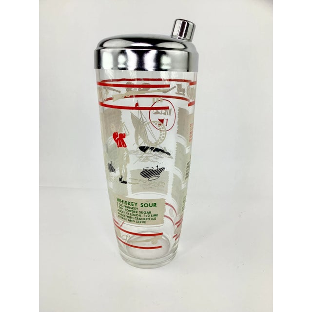 Vintage Hazel Atlas Sports Themed Recipe Cocktail Shaker For Sale In Raleigh - Image 6 of 6