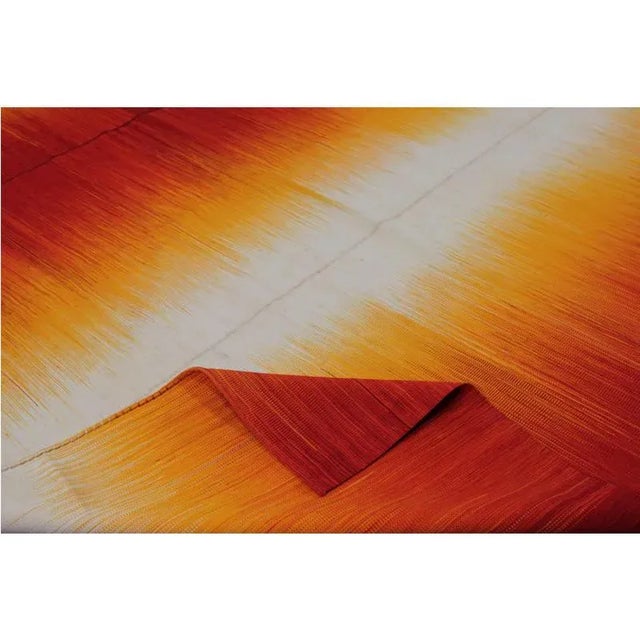 Contemporary Handwoven Red/Orange Persian Kilim Area Rug 9'10" X 13'1" For Sale - Image 3 of 9