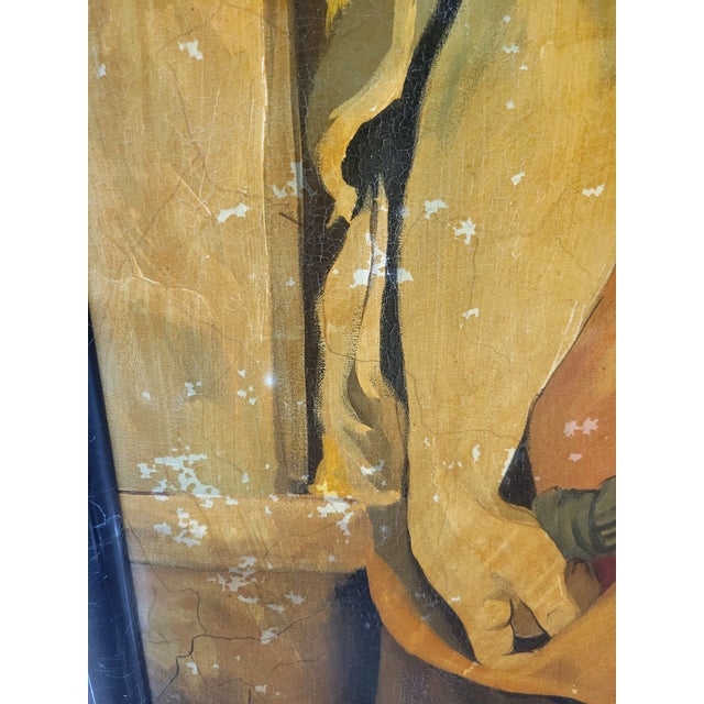 1980s Monumental Reproduction Michaelangelo Sibyl, Erythraean Oil Paintings Framed Art Signed Rueben- A Pair For Sale - Image 13 of 18