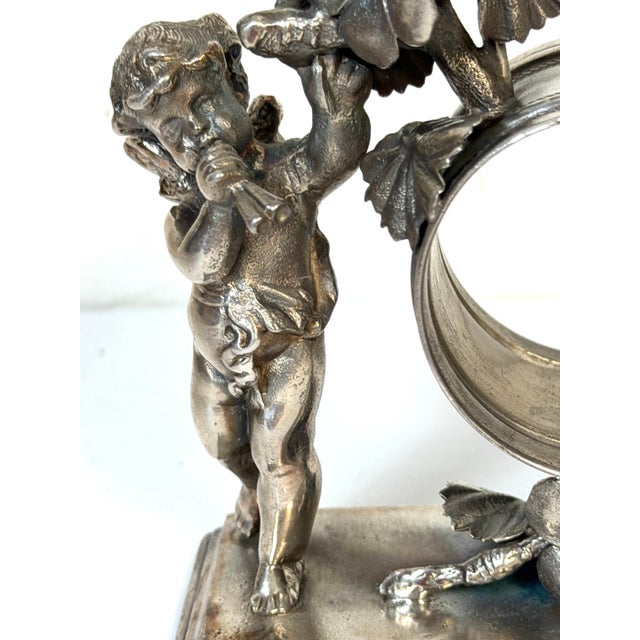 Victorian Victorian Figural Silver- Plated Cherub Napkin Ring by Simpson, Hall & Miller For Sale - Image 3 of 10