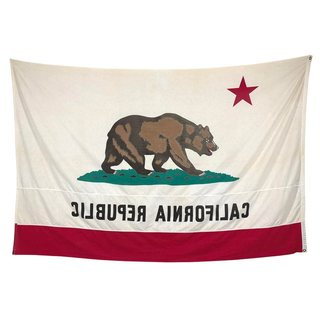 Oversize Genuine Vintage Cotton California Republic Bear Flag For Sale - Image 10 of 10