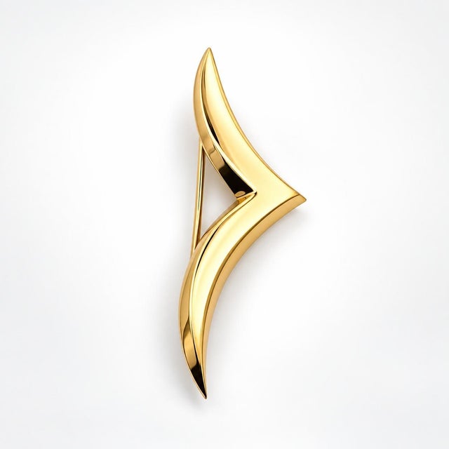 Tiffany and Co. Tiffany & Co. Vintage 18k Yellow Gold Flying v Chevron Brooch Pin For Sale - Image 4 of 7