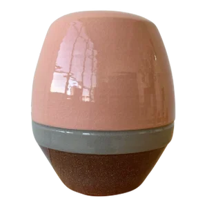 Vintage Color-Blocked Glazed Ceramic Vase, Signed by Artist, Circa 1980s