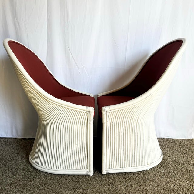 1980s Boho Chic Pencil Reed Upholstered Dining Chairs - A Pair For Sale - Image 5 of 10