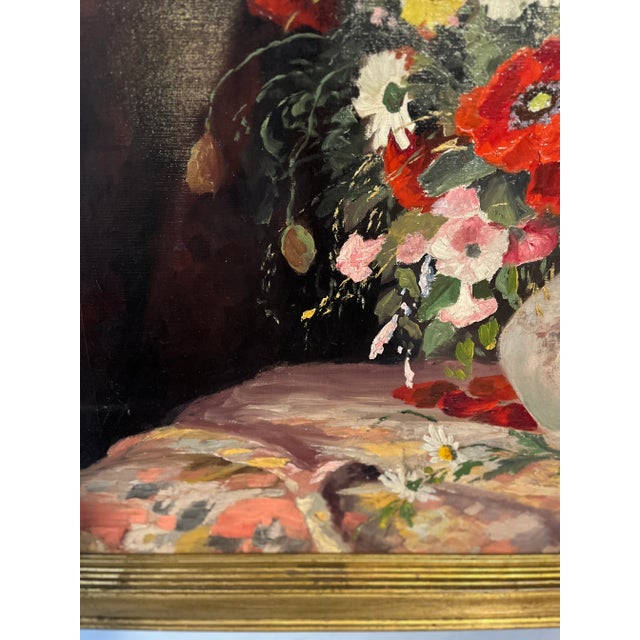 Impressionist Vintage Floral Still Life Oil on Canvas Painting For Sale - Image 9 of 12