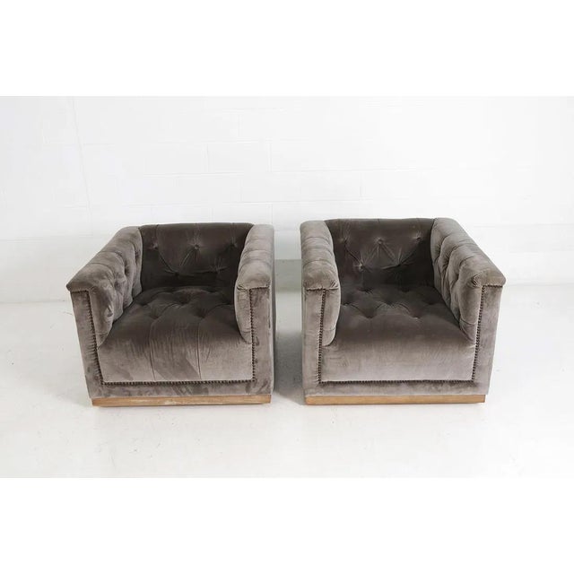 Modern Pair Four Hands Tufted Velvet Maxx Lounge Chairs For Sale - Image 3 of 18