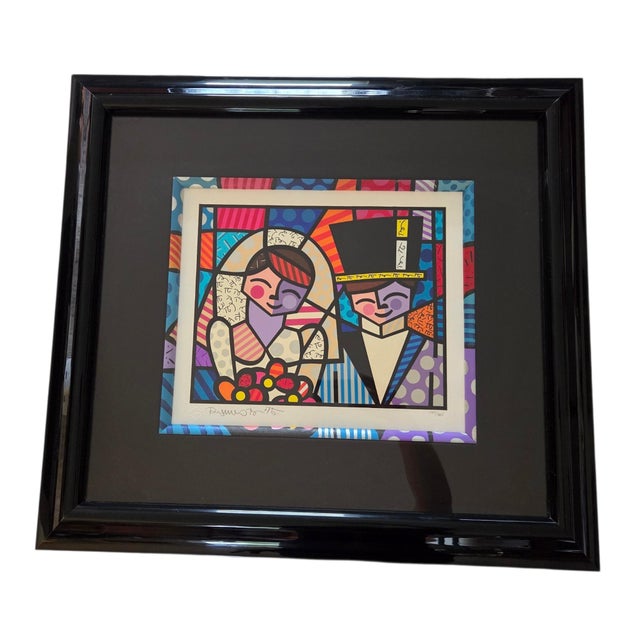 1990s Romero Britto Bride and Groom Pop Art Framed Limited Edition Serigraph Print 149/365 For Sale In Philadelphia - Image 6 of 14