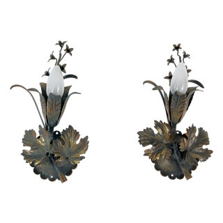 Vine Leaves Sconces from Honsel Leuchten, Germany, 1970s, Set of 2 For Sale