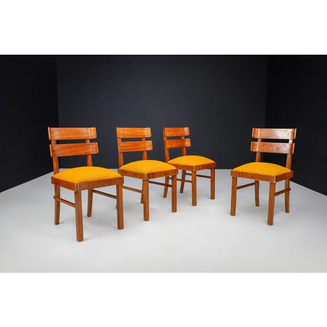 Set of 4 Art Deco Dining Chairs Attributed to Jindřich Halabala, Czech Republic, circa 1930s A distinguished set of four...