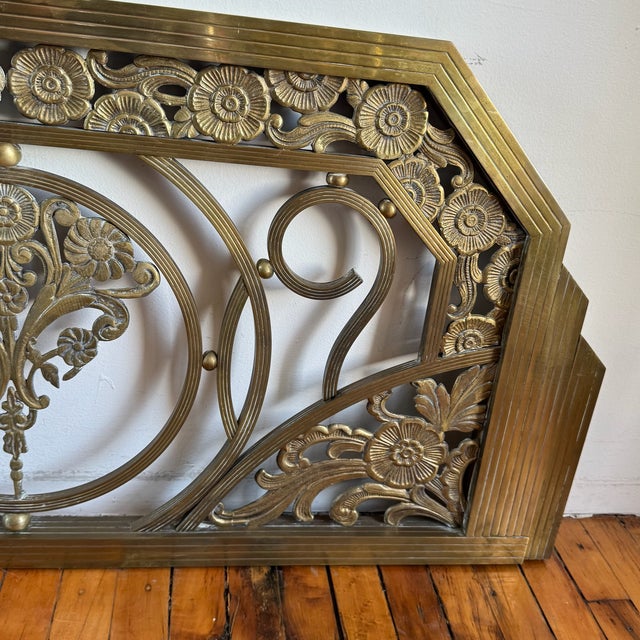 Antique Brass Art Deco Twin Headboard For Sale - Image 4 of 12