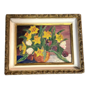 1950’s Original Modernist Expressionist Floral Still Life Painting