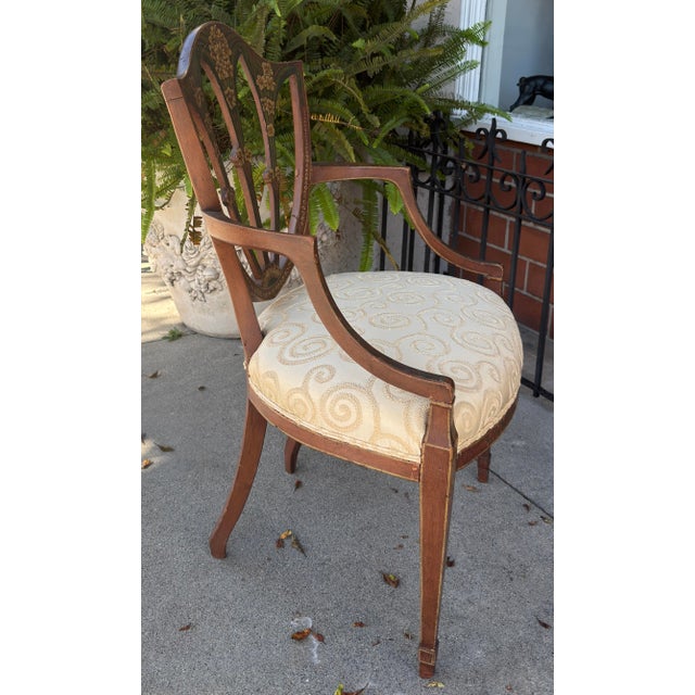 Early 19th Century Antique Hepplewhite Painted Open Armchair - 1 of 2 For Sale - Image 5 of 6
