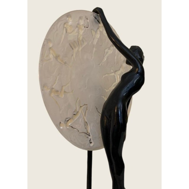 Glass 1980s Art Deco Frankart Nude With Consolidated Glass Moon Lamps by Sarsaparilla - a Pair For Sale - Image 7 of 9