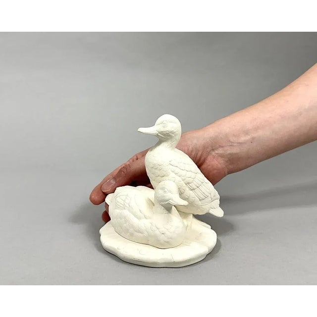 The highly detailed German white porcelain figurine Ducks by GOEBEL - Germany, 1960s. Very rare and outstanding hard-to-...