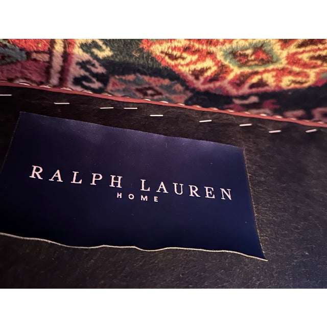 English Ralph Lauren Home Blue Label Ej Victor Leather & Rush Dining Side Chair From Jackson Hole Estate For Sale - Image 3 of 9