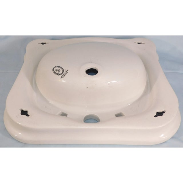 Antique Thomas Maddock's Sons Co. "Durock" Vitreous China Top-Mount (Drop-In) / Console Sink For Sale - Image 15 of 18