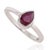 Contemporary Minimalist Bezel Set Pear 0.8 Ct Red Ruby Solitaire Ring in 925 Solid Silver Size 6 For Sale - Image 3 of 14