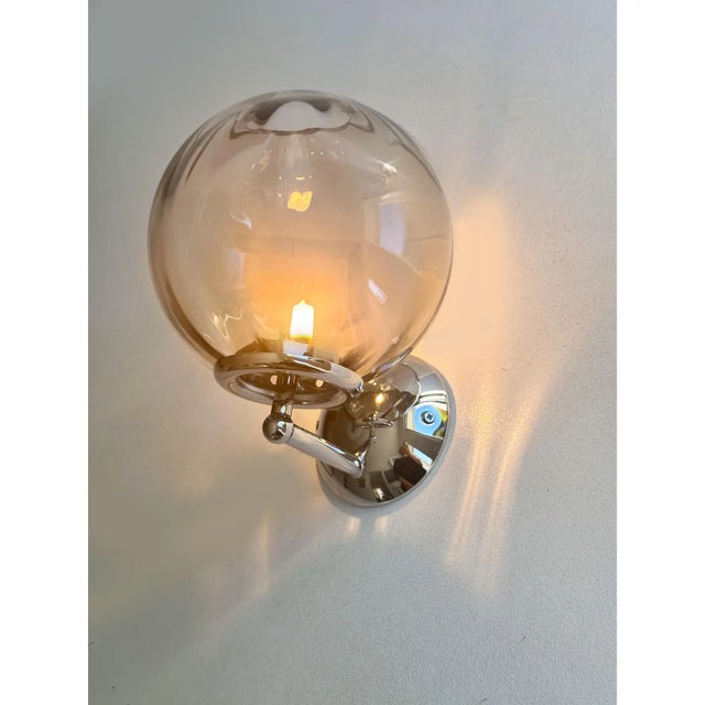 Contemporary Italian Contemporary Smoked Fumè Murano Glass Sphere Sconces — Set of 4 For Sale - Image 3 of 7