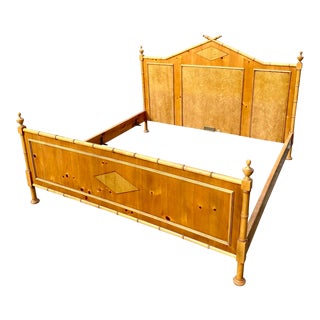 Coastal Baker Bamboo and Tiger Maple King Size Bed Frame For Sale