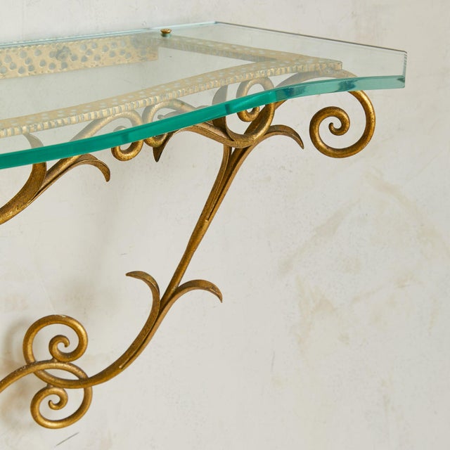 Italian Italian Gilt Iron Wall-Mounted Console in the Manner of Pier Luigi Colli, 1950s For Sale - Image 3 of 18