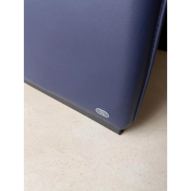 Set of DS 50 Lounge Chair with Ottoman in Dark Blue Leather from de Sede For Sale - Image 14 of 18