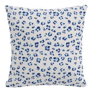 22" Outdoor Pillow in Brush Cheetah Blue For Sale