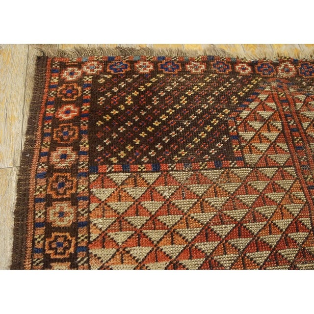 1890s Red Tribal Geometric Antique Small Wool Ersari Beshir Muslim Prayer Rug For Sale - Image 4 of 9