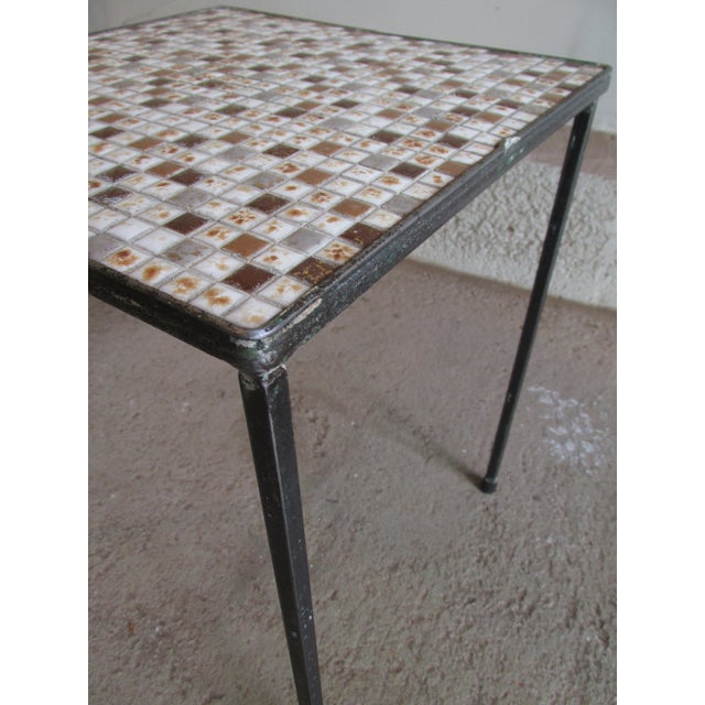 1960s Mosaic Tile Top End Tables With Steel Frames, Set of Three For Sale - Image 10 of 12