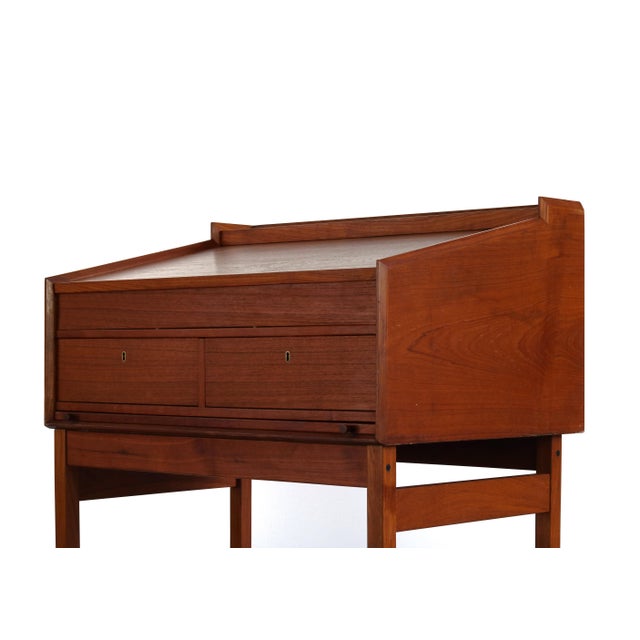 Mid-Century Modern Danish Modern Drafting Desk w/ Original Skeleton Key, Denmark For Sale - Image 3 of 9