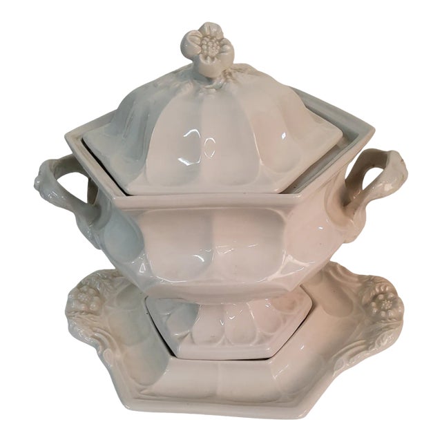 1950s Red Cliff Ironstone Soup Tureen and Underplate Chairish