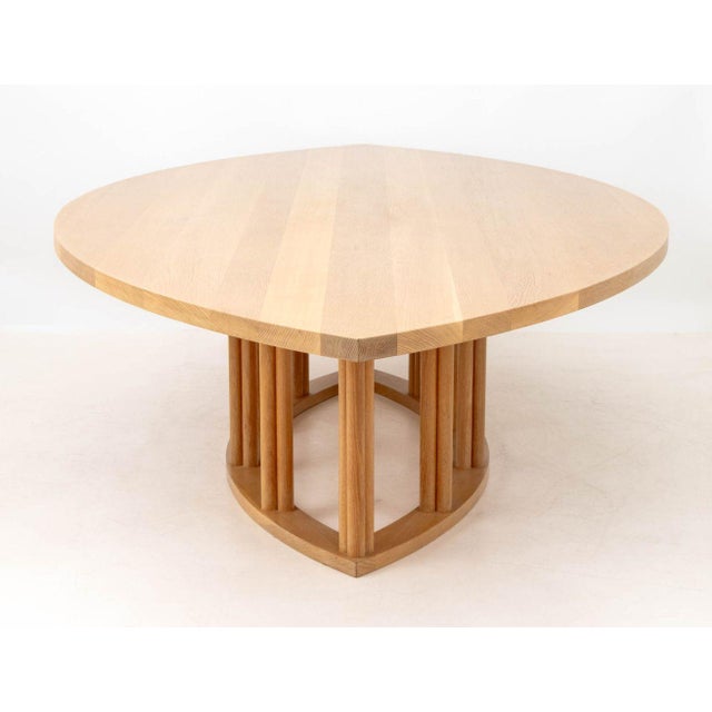 Tan Contemporary Pointed Oval Blonde Wood Dining Table For Sale - Image 8 of 8