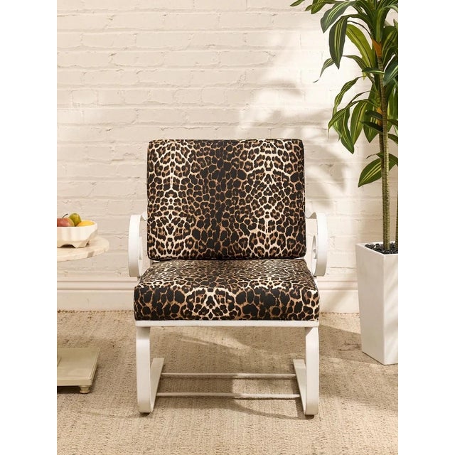 Vintage Leopard Print Lounge Chairs With White Scroll Arms For Sale In Los Angeles - Image 6 of 8