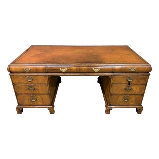 Burr Walnut Partners Pedestal Desk from Maple & Co., 1920s For Sale