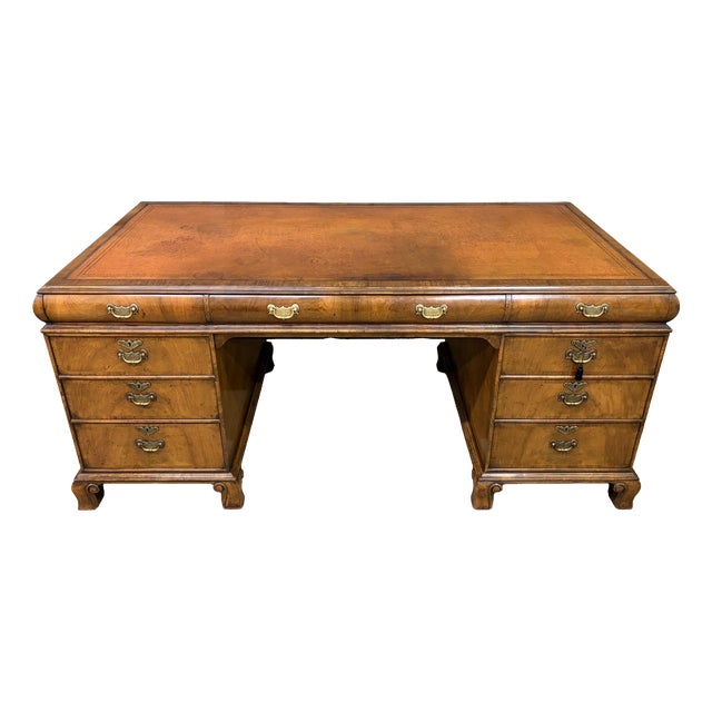 Burr Walnut Partners Pedestal Desk from Maple & Co., 1920s For Sale