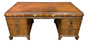 Burr Walnut Partners Pedestal Desk from Maple & Co., 1920s