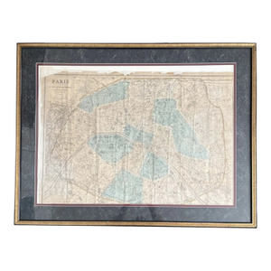 19th Century Map of Paris 1876 by Alexandre Vuillemin - Framed/Archival Mounted