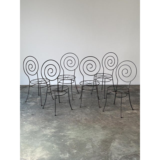 Black Spiral Iron Chairs in the Style of Luigi Serafini for Sawaya & Moroni, 1980s, Set of 6 For Sale - Image 8 of 18