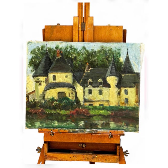 -"Chateau in Reflection"- Riverbank chateau along the Dordogne River in France -Plein-air oil on canvas painting by artist...